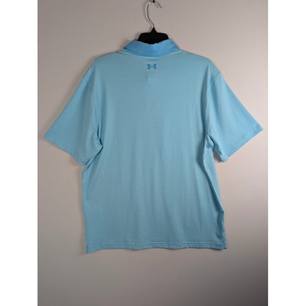 Under Armour Golf Polo Shirt Mens L Aqua Blue UPF 50+ Anti- Odor Loose Fit - Picture 3 of 8
